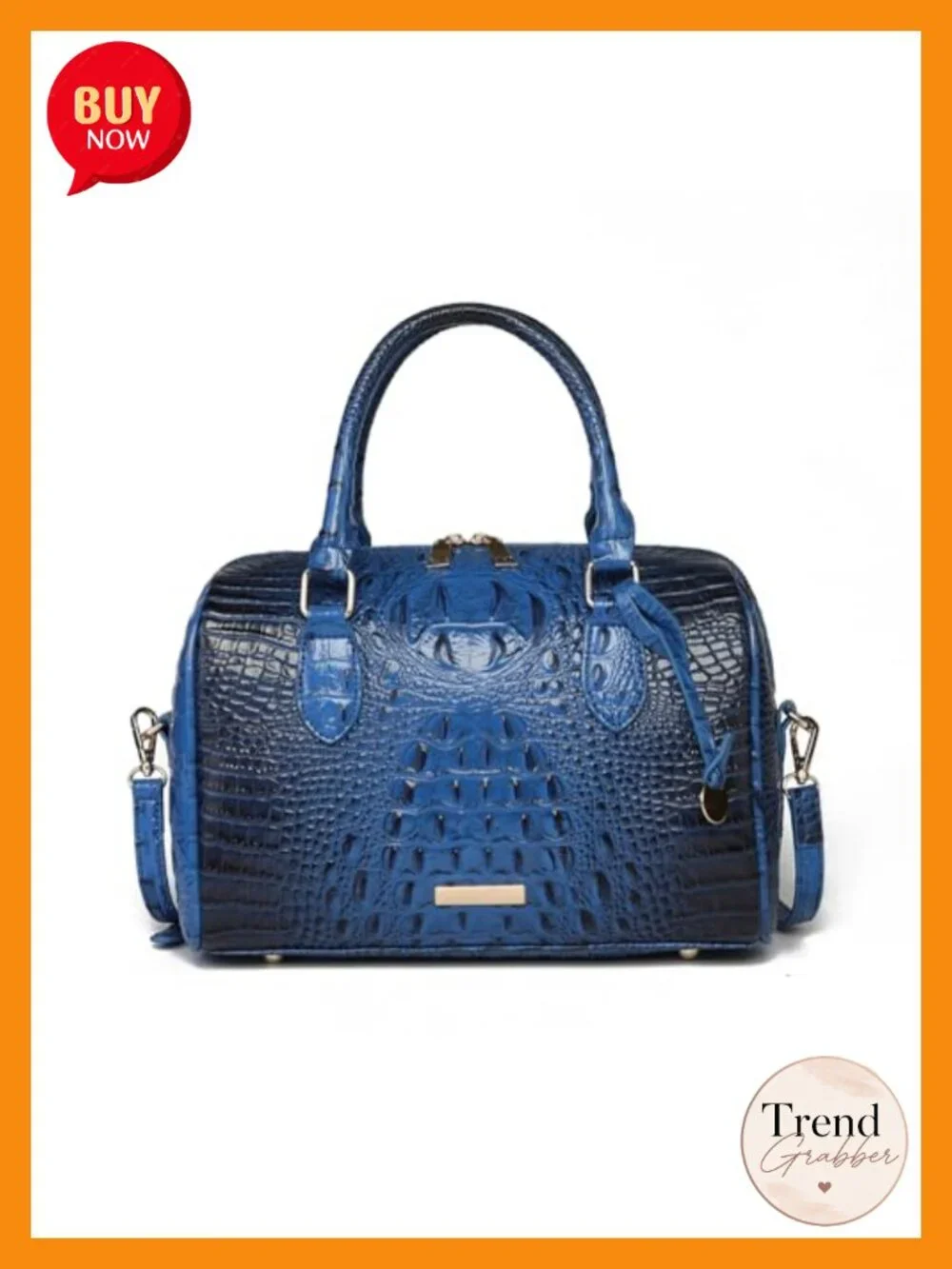 Structured Satchel Handbag with Crocodile Texture, Top-Handle Crossbody Purse
